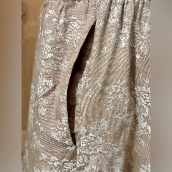 NEW NWT Anthropologie Corset Seamed Mini Cotton Linen Beige Flower Floral Dress - Picture 10 of 12